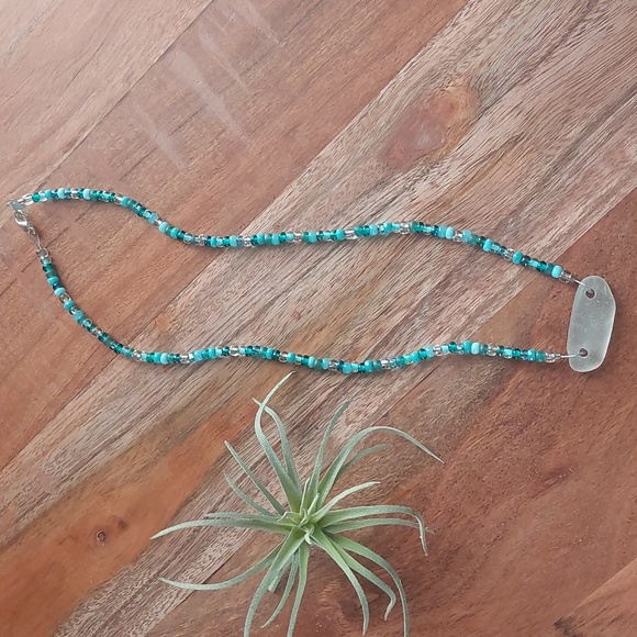 Beach Glass Necklace, Sea glass, Handcrafted by Rust Belt Raised, Turquoise - Picture 3 of 16